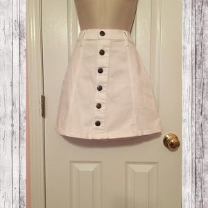 White Denim Button Down Skirt